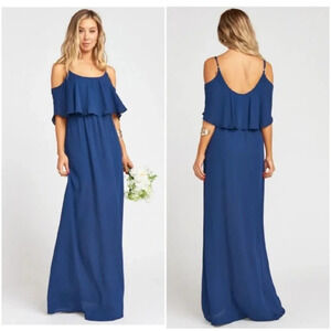 SMYMM Caitlin Ruffle Maxi Dress with Short Lining Size 2XL in Rich Navy Crisp